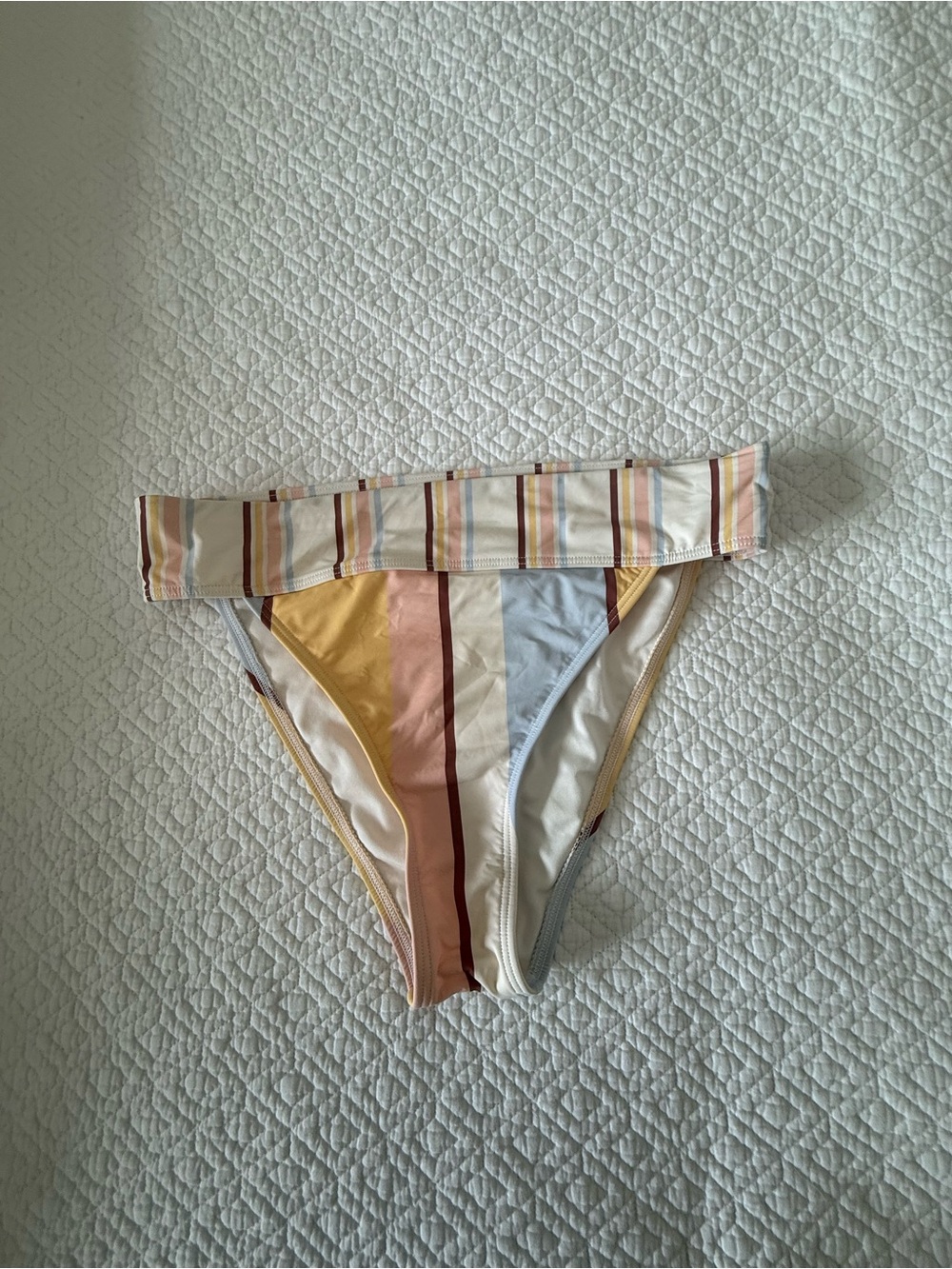Billabong Pastel Stripe Bikini Bottoms in Yellow, Pink, Blue and Cream